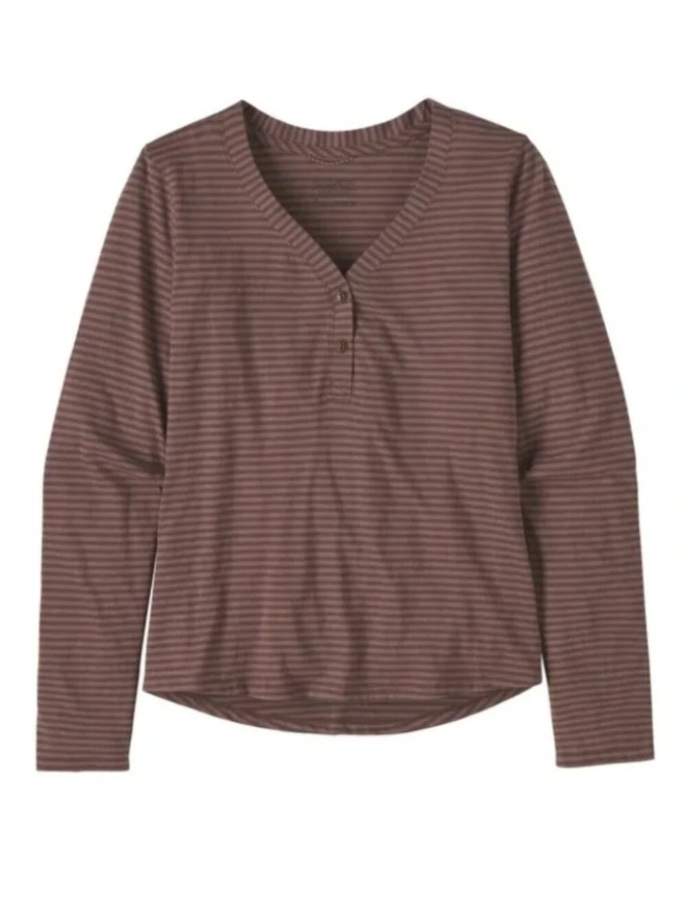 Patagonia Women's Mainstay Brown Striped Long Sleeve Henley Size XL
